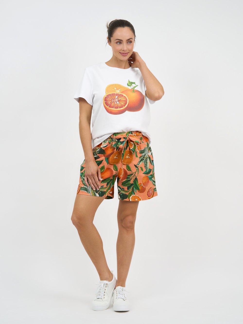 Print Cotton Tee Orange Liberty Rose