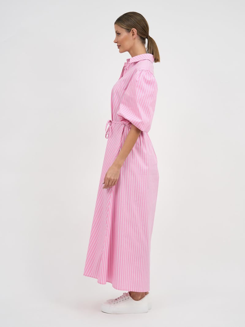 Maxi Cotton Shirt Dress Pink Dresses