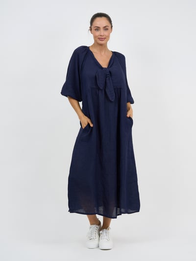 Tie Front Linen Dress