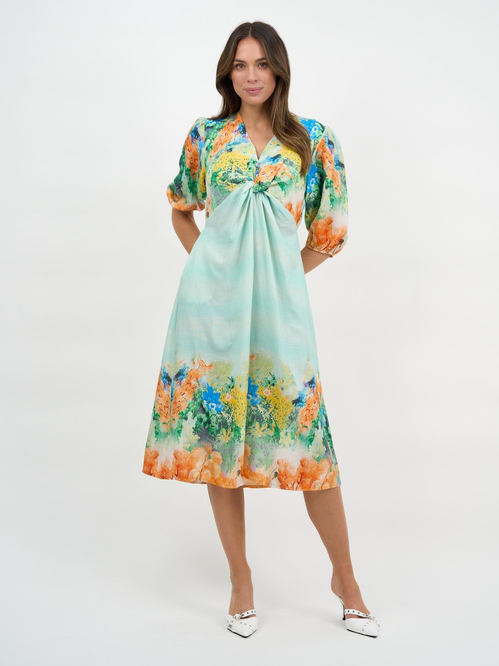 Twist Front Linen Dress Multi Dresses