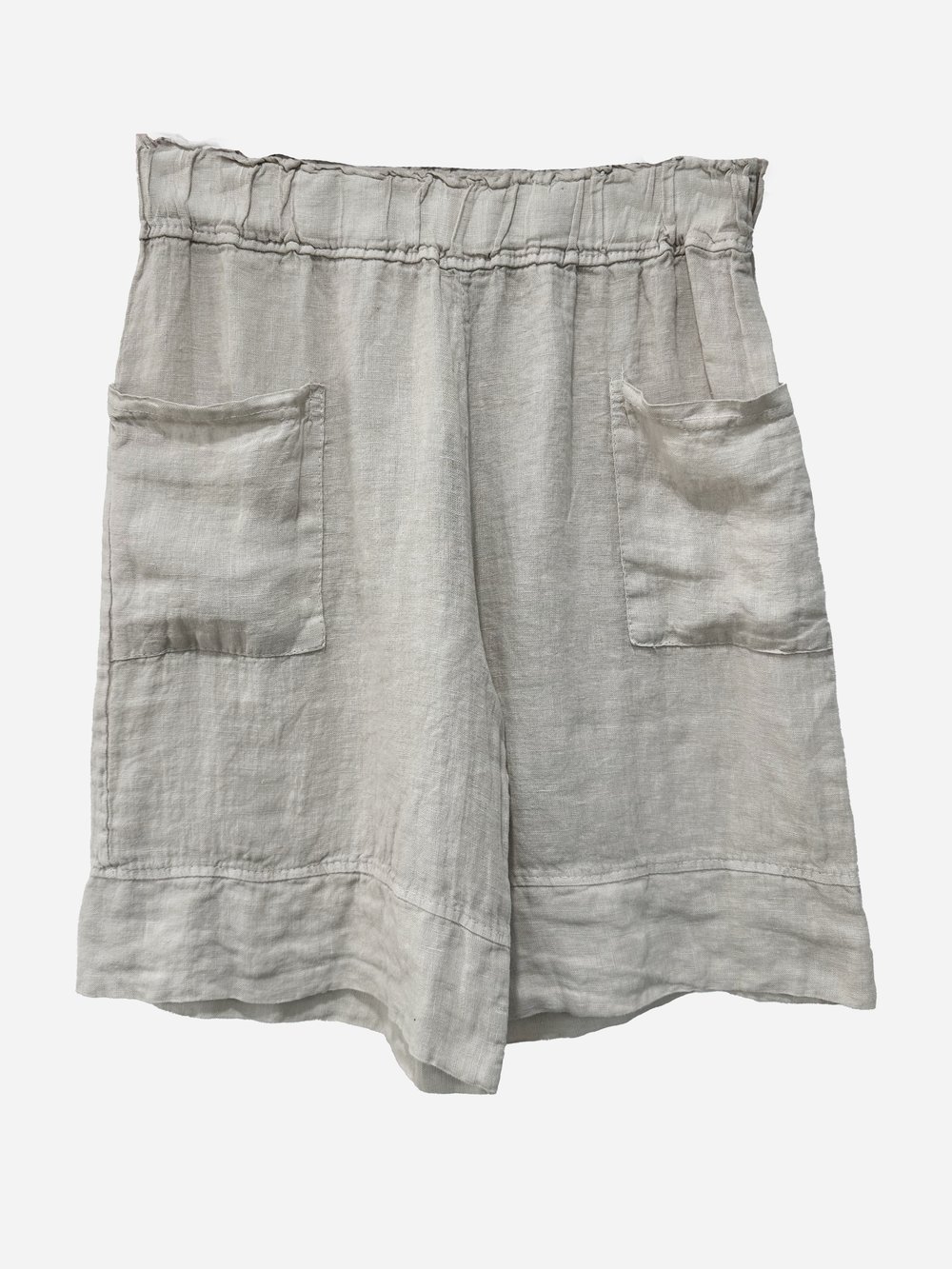 Linen Pocket Front Short Beige La Strada