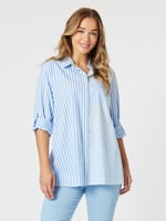 Two Tone Stripe Shirt Blue Threadz