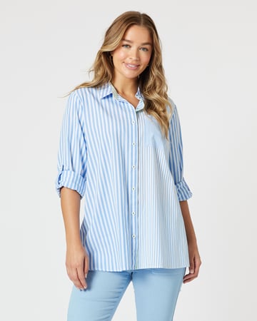 Two Tone Stripe Shirt Blue Threadz