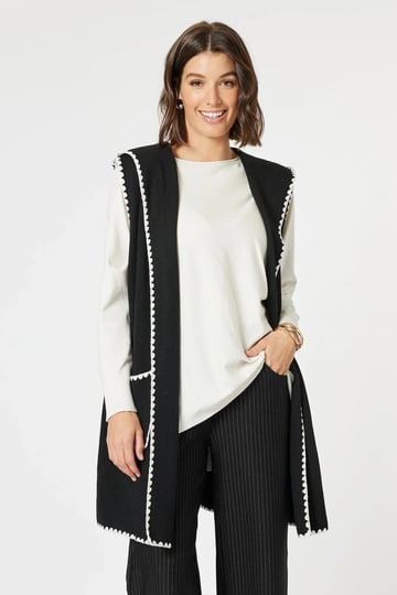 Contrast Detail Hooded Vest Black Clarity by Threadz