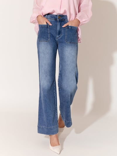 Patch Pocket Denim Jean Blue adorne