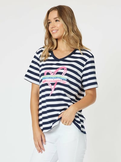 Heart Stripe Tee Navy Threadz