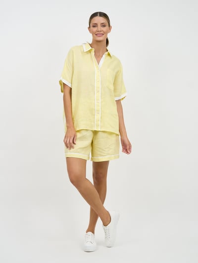 Contrast Trim Linen Shirt Lemon Worthier