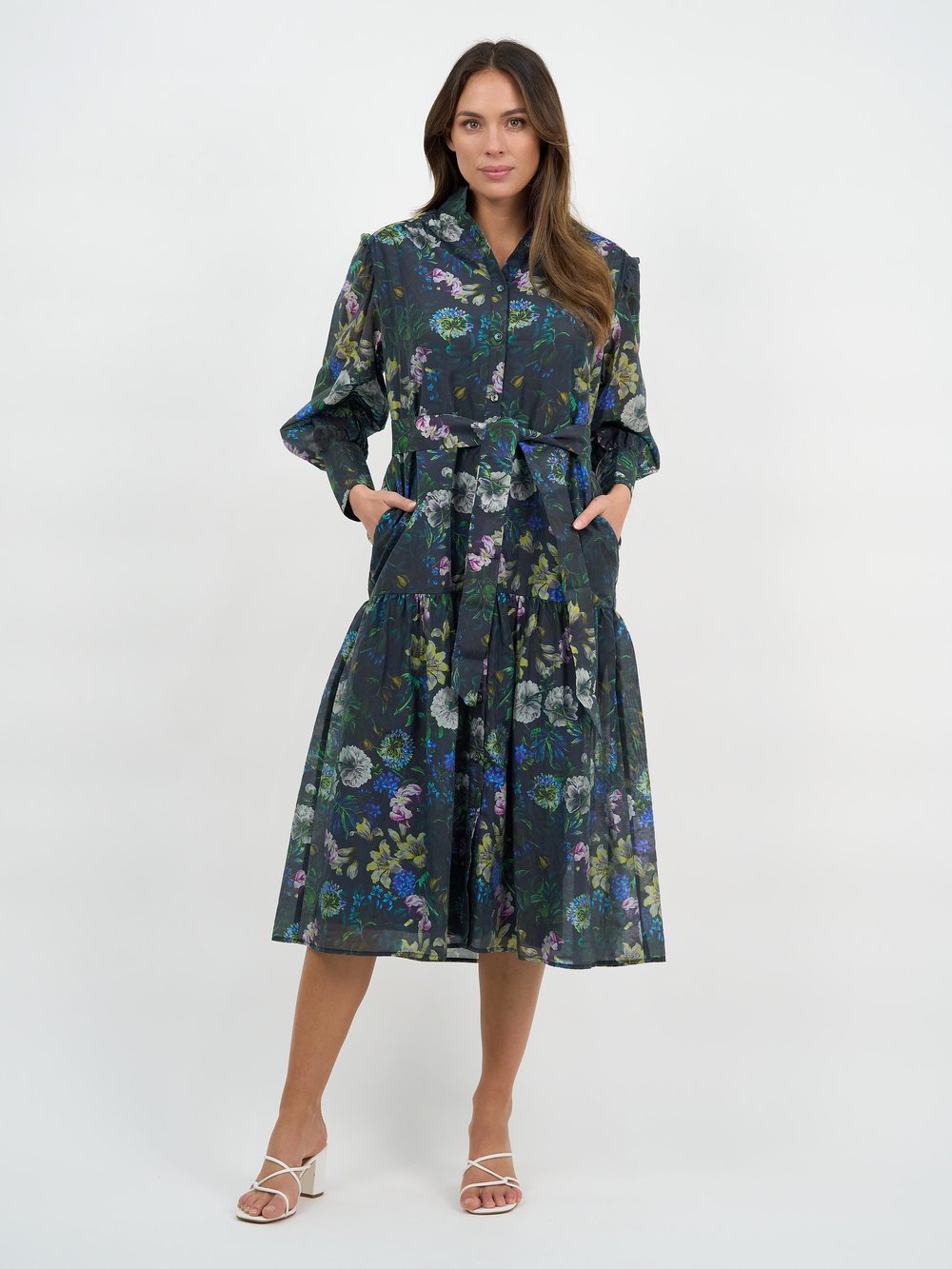 Button Through Shirt Dress Navy Dresses