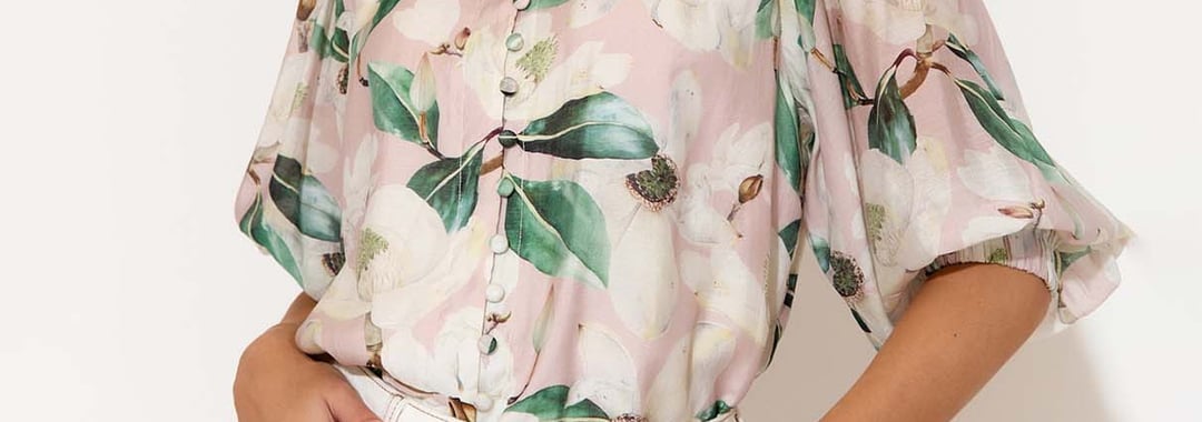 Button Detail Top Blush Adorne