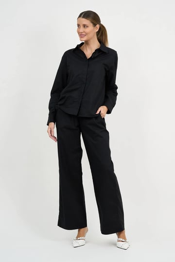 Linen Relaxed Shirt Black Liberty Rose