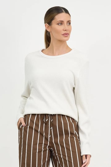 Metallic Waffle Knit Top Cream Liberty Rose