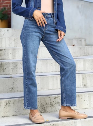 Mid Rise Cigarette Leg Jean Blue Leoni