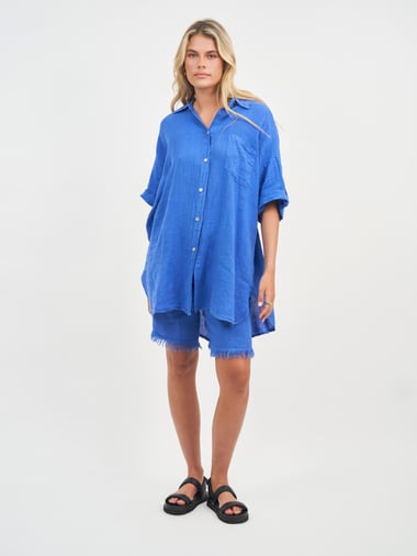 Oversized Shirt Blue La Strada