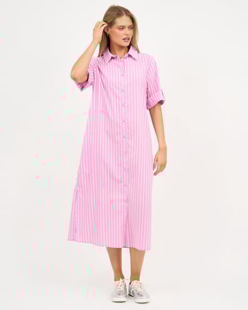 Midi Shirt Dress Pink Liberty Rose