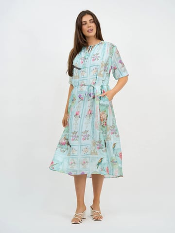 Tie Neckline Dress Blue Liberty Rose
