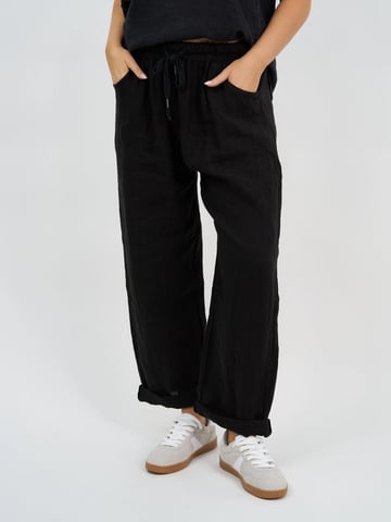Linen Relaxed Pant Black La Strada