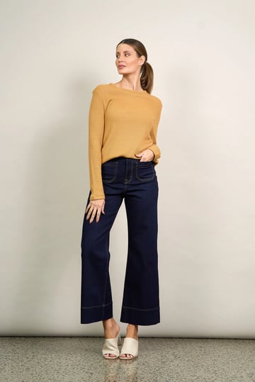 Metallic Ribbed Knit Top Camel Liberty Rose