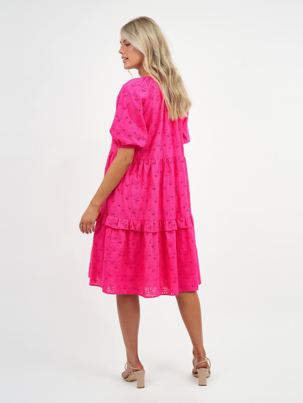 Tiered Broderie Dress Pink Liberty Rose