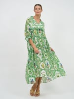 Tiered Midi Dress Green Liberty Rose