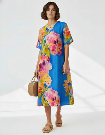 Relaxed Midi Tee Dress Royal Blue Liberty Rose