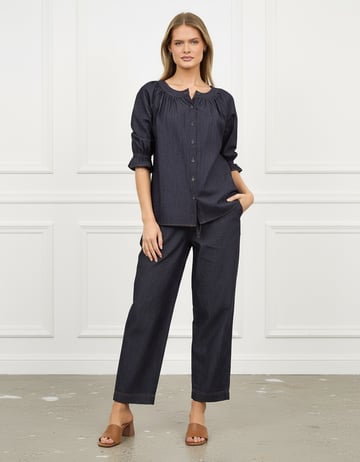 Relaxed Light Denim Pant Dark Denim Liberty Rose