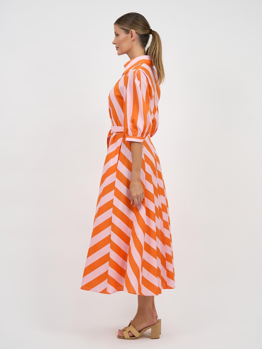 Bianca Belted Dress Orange Leoni