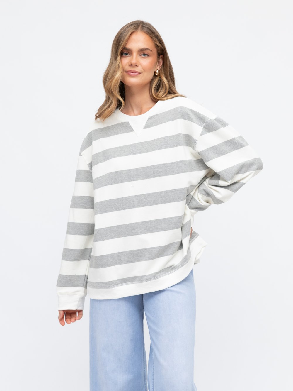 Striped Relaxed Sweater Grey Label of Love
