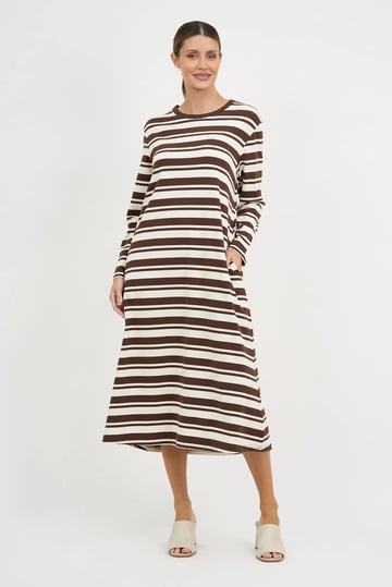 Straight Cotton Jersey Dress Chocolate Liberty Rose