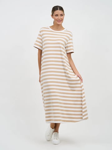 Cotton Jersey Stripe Dress Beige Liberty Rose