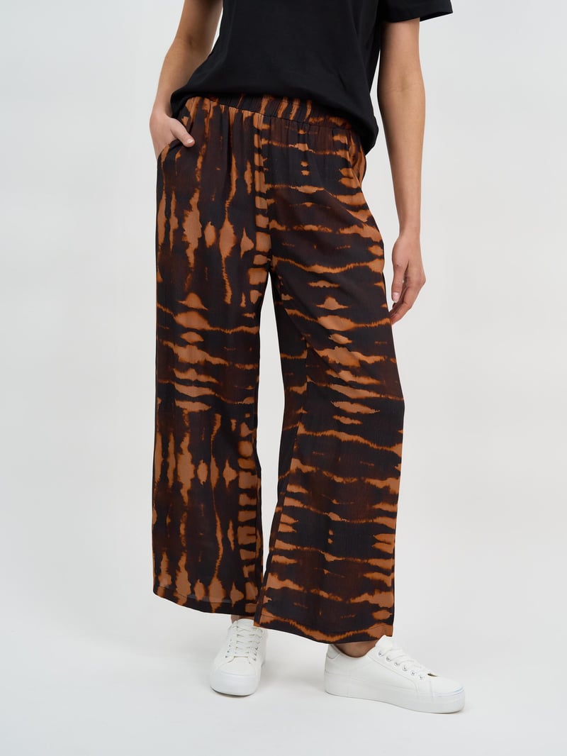 Viscose Elastic Waist Pant Brown Liberty Rose