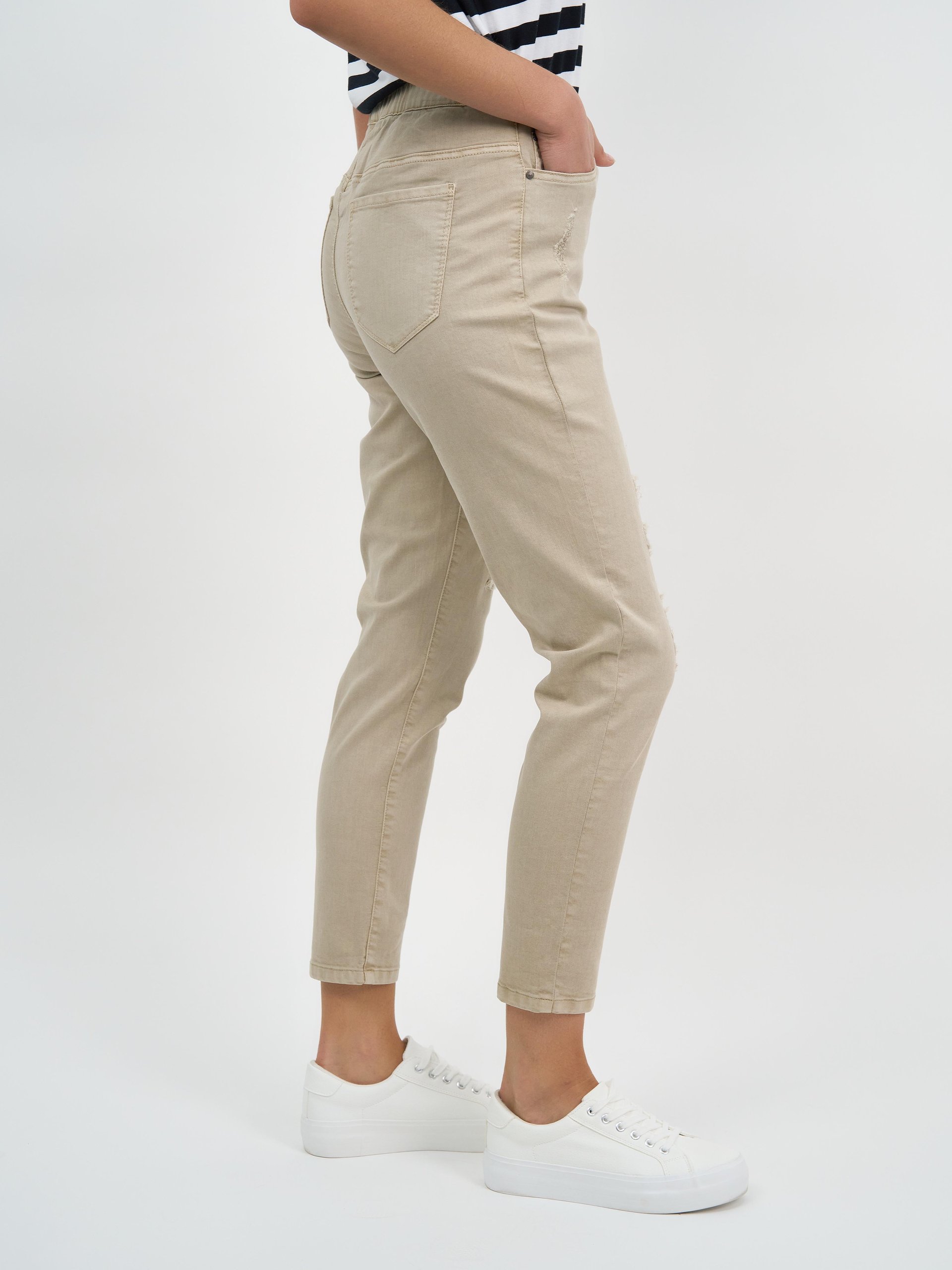 Distressed khaki jeans womens clearance