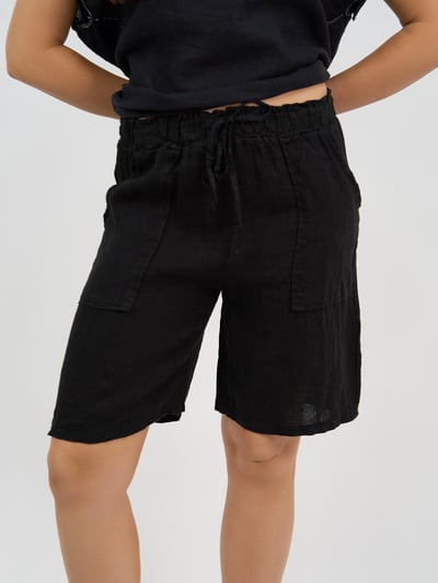 Linen Pocket Short Black La Strada