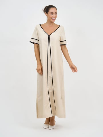 Contrast Maxi Linen Dress Natural Liberty Rose