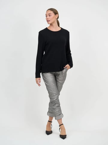 Metallic Waffle Knit Top Black Liberty Rose