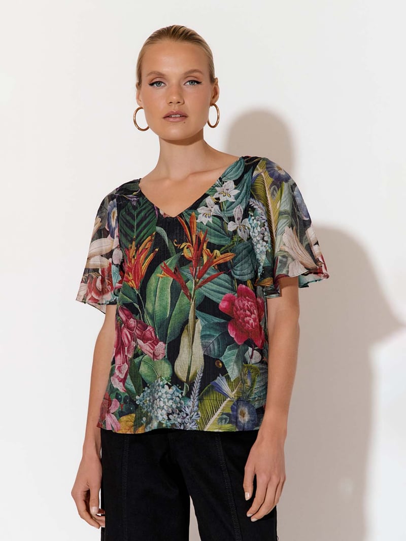 Flutter Sleeve Top Black adorne