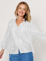 Silk Blend Flower Shirt White La Strada