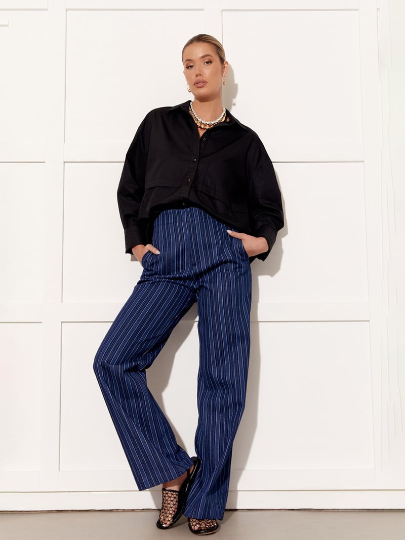 Striped Denim Jean Blue adorne