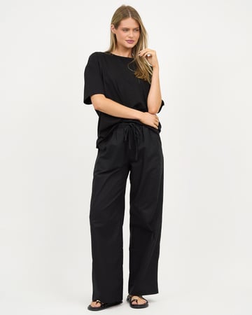 Linen Relaxed Leg Pant Black Liberty Rose