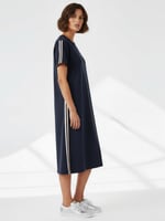 Cotton Side Stripe Jersey Dress Black Liberty Rose