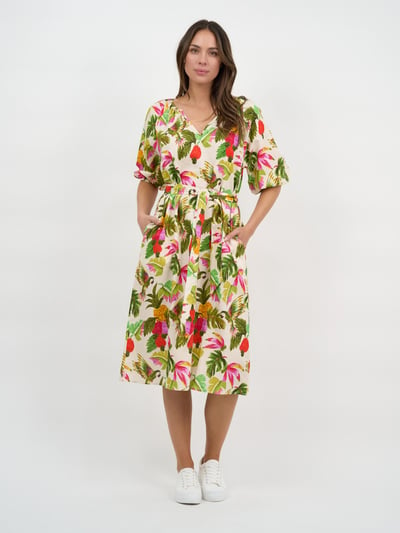 Linen Midi Dress Khaki Liberty Rose