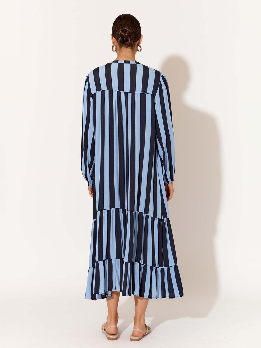 Tier Relaxed Viscose Dress Stripe Adorne