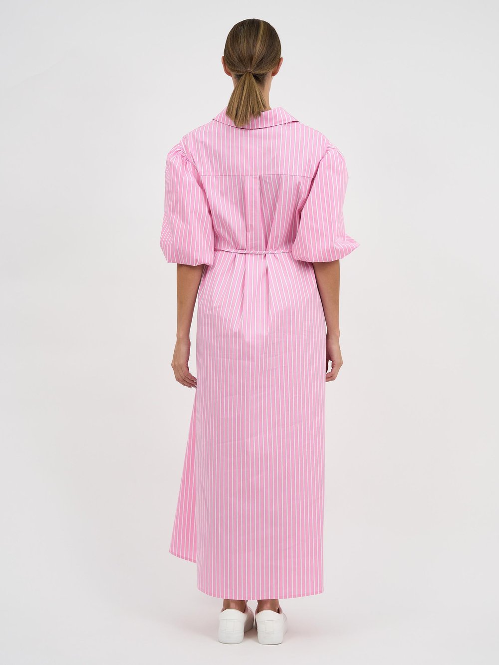 Maxi Cotton Shirt Dress Pink Dresses