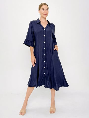 Ric Rac Shirt Dress Navy Worthier