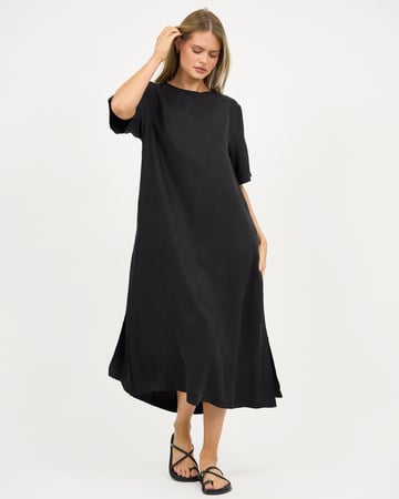 Cupro Relaxed Dress Black Liberty Rose