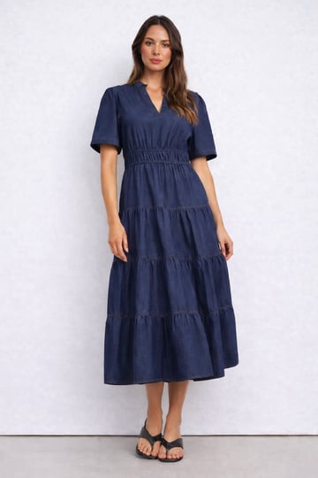 Denim Tier Detail Dress Denim Liberty Rose