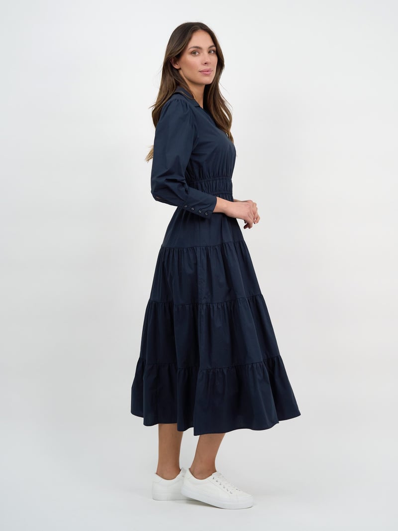 Collared Tier Detail Dress Navy Liberty Rose