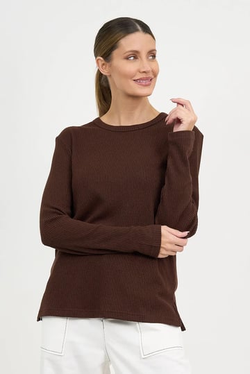 Metallic Ribbed Knit Top Chocolate Liberty Rose
