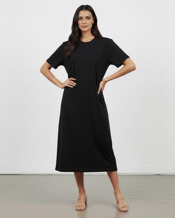 Cotton Jersey Dress Black Liberty Rose