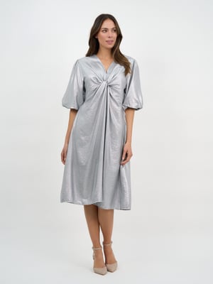 Twist Front Metallic Dress Silver La Strada