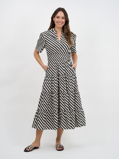 Tier Detail Dress Stripe Dresses